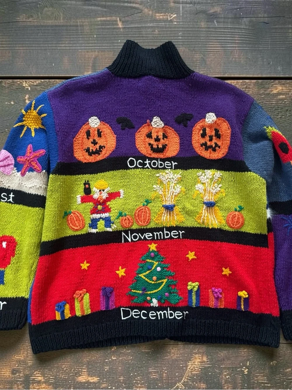 Vintage BellePointe Calendar Cardigan Sweater Turtleneck Set XL 12 holidays